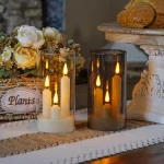 Flameless 3 in 1 LED Taper Candles with 15CM Lampshade Battery Operated Flickering Electric Window Candles for Christmas Wedding - Image 15