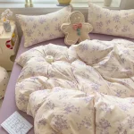 Bedding Set Simple Style Duvet Cover Pillowcase with Bedsheet Home Bedclothes Boys Girls Room Bed Sheet Sets - Image 40