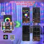 LED Curtain Lights Fairy String Lights Festival Lighting Rainbow Window Lamp Home Bedroom Christmas Decoration App Control DIY - Image 2