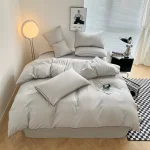 Black Color Bedding Set For Adults Simple Style Double Bed Sheet Sets Single/Queen/king Bed Cover Full Set Plain Bedding - Image 10