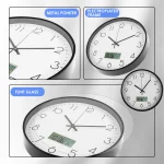 11.6 Inch Round Wall Clocks Battery Operated Wall Clock with Perpetual Calendar and F° Temperature Display for Home Decor - Image 11