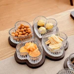 Creative Thickened Glass Fruit Tray Decorative with Wooden Lids Divider Snack Tray Washable Dried Fruit Tray Set Hotel - Image 16