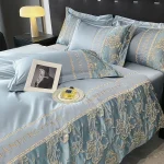 European Bedding Set High-end Luxury Cotton Four-piece Set Cotton Embroidery Quilt Cover Sheets Hats Senior Sense Bedding - Image 4