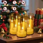 Flameless 3 in 1 LED Taper Candles with 15CM Lampshade Battery Operated Flickering Electric Window Candles for Christmas Wedding - Image 12