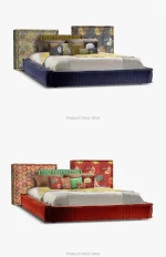 Create Wedding Bed Aesthetics High Quality Aesthetics Modern Frame Bed Home Light Luxury Double Cama De Casal Bedroom Furniture - Image 9