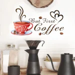 But First Coffee Cup Wall Sticker Cafe Pub Decals Bar Kitchen Wall Decal Living Room Home Decor - Image 2