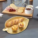Nordic Decorative Tray Gold Leaves Shape Serving Tray Jewelry Pallet Fruit Snack Dish Table Storage Organizer (Small) - Image 2