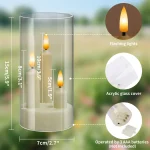 Flameless 3 in 1 LED Taper Candles with 15CM Lampshade Battery Operated Flickering Electric Window Candles for Christmas Wedding - Image 4