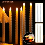 LED Flameless Taper Candles Lights Window Decorative Christmas Candles Lamp Electric Long Candles 3D-Wick Flameless Candlesticks