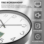 11.6 Inch Round Wall Clocks Battery Operated Wall Clock with Perpetual Calendar and F° Temperature Display for Home Decor - Image 3