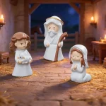 Cartoon Hand Painted Sacred Family Resin Figurines Mini Dollhouse Decor Miniature Desktop Ornaments - Image 4