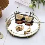 Nordic Luxury Metal Round Rectangular Mirrored Tray Decorative Piece for Home Living Room Cup Tea Tray Decorative Storage Dish - Image 5