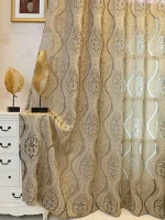 European Curry Eight Wave Perforated Curtains Living Room Bedroom Blackout Decorative Curtains, Party Decoration - Image 5