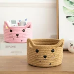 Cute Storage Baskets Cotton Woven Bedroom Household Decor Organizer Case Key Snacks Desktop Sundries Deposit Tidy Box Items Home - Image 3