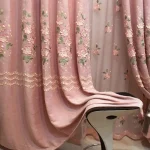 Embroidered Curtains for Living Room Bedroom Pink Flower Curtain Simple Modern Blackout Girl's Windows Backdrop European Luxury - Image 2