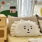 Creative Cute Expression Dumpling-shaped Throw Pillow Plush Soft Comfy Pillow Bedroom Sofa Decoraion Fun Toy Gift for Childern
