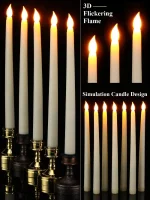 6Pcs LED Flameless Flickering Taper Candles 3D Wick Candles Lamp Wedding Home Decor Battery Operated Electronic Candle Light - Image 13