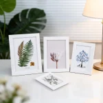 Multi-size tabletop photo frames for displaying 5, 6, 7, and 8-inch photos, suitable for placement in living rooms, bedrooms