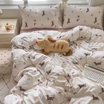 Bedding Set Simple Style Duvet Cover Pillowcase with Bedsheet Home Bedclothes Boys Girls Room Bed Sheet Sets - Image 35