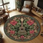 Guitar Rug, Round Music Carpet Machine Washable Non-Slip Doormat, Themed Floor Mat for Kid Bedroom Living Room Entrance - Image 8