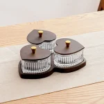 Creative Thickened Glass Fruit Tray Decorative with Wooden Lids Divider Snack Tray Washable Dried Fruit Tray Set Hotel - Image 15