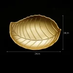 Nordic Decorative Tray Gold Leaves Shape Serving Tray Jewelry Pallet Fruit Snack Dish Table Storage Organizer (Small) - Image 5