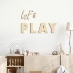 Wall Sign for Kid's Play Wooden Let's Play Wall Stickers Suitable for Children's Playrooms Nursery Room Bedroom Wall Decorations - Image 5