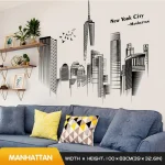 Manhattan Wall Sticker Creative Bedroom Decor Home Black And White Art Stickers Living Room Background Wall Decor Self-adhesive - Image 7