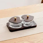 Creative Thickened Glass Fruit Tray Decorative with Wooden Lids Divider Snack Tray Washable Dried Fruit Tray Set Hotel - Image 14