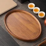 An Oval Wooden Tray For Teacups, Suitable For Breakfast, Coffee, Dining, And Bar Use; Also A Decorative Piece For Kitchens - Image 2