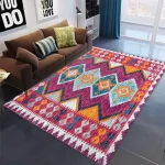 Living Room Rug Indian Tribal Geometric Theme Carpet Non-Slip Soft Easy To Clean Durable Wild Ethnic Decor Area Home Decor Mat - Image 3