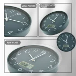 11.6 Inch Round Wall Clocks Battery Operated Wall Clock with Perpetual Calendar and F° Temperature Display for Home Decor - Image 4