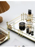 Nordic Luxury Metal Round Rectangular Mirrored Tray Decorative Piece for Home Living Room Cup Tea Tray Decorative Storage Dish - Image 8