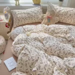 Bedding Set Simple Style Duvet Cover Pillowcase with Bedsheet Home Bedclothes Boys Girls Room Bed Sheet Sets - Image 17