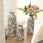 Vintage Ceramics Vases Ornaments Blue and White Porcelain Living Room Decoration Dried Flower Crafts Study Rooms Home Decorative