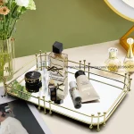 Nordic Luxury Metal Round Rectangular Mirrored Tray Decorative Piece for Home Living Room Cup Tea Tray Decorative Storage Dish - Image 3
