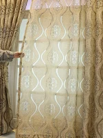 European Curry Eight Wave Perforated Curtains Living Room Bedroom Blackout Decorative Curtains, Party Decoration - Image 6