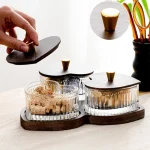 Creative Thickened Glass Fruit Tray Decorative with Wooden Lids Divider Snack Tray Washable Dried Fruit Tray Set Hotel - Image 12