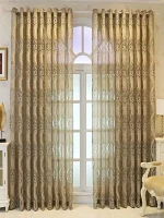 European Curry Eight Wave Perforated Curtains Living Room Bedroom Blackout Decorative Curtains, Party Decoration - Image 9