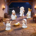 Cartoon Hand Painted Sacred Family Resin Figurines Mini Dollhouse Decor Miniature Desktop Ornaments - Image 2