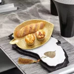 Nordic Decorative Tray Gold Leaves Shape Serving Tray Jewelry Pallet Fruit Snack Dish Table Storage Organizer (Small) - Image 4
