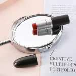 Household Makeup Mirror Circular Portable Double-sided Metal Frame 1:2 Enlarged Desktop 360 Degree Rotating Mirror - Image 2