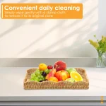Imitation Rattan Tray Vintage Rectangular Serving Tray Decorative Tabletop Serving Baskets Multifunction Organizing Platter - Image 9