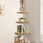 Wall Corner Shelves Wood Floating Wall Shelf Round End Wall Mounted Floating Corner Shelf for Bedroom Living Room and Kitchen - Image 10