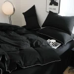Black Color Bedding Set For Adults Simple Style Double Bed Sheet Sets Single/Queen/king Bed Cover Full Set Plain Bedding