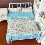 Four Piece Bed Set: Miniature Bed, Bed Sheet, Quilt & Pillow with Quilt Cover - Dollhouse Bedding Set for Doll Bedroom Decoratio - Image 4