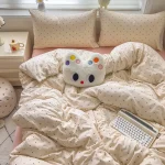 Bedding Set Simple Style Duvet Cover Pillowcase with Bedsheet Home Bedclothes Boys Girls Room Bed Sheet Sets - Image 44