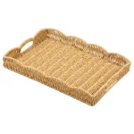 Imitation Rattan Tray Vintage Rectangular Serving Tray Decorative Tabletop Serving Baskets Multifunction Organizing Platter - Image 8
