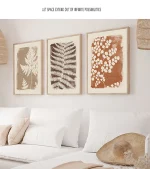Wall Art Decor Paintings Warm Tones Posters Home Creative Gifts 3pcs Neutral Minimalist Abstract Fern Boho - Image 10