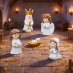 Cartoon Hand Painted Sacred Family Resin Figurines Mini Dollhouse Decor Miniature Desktop Ornaments - Image 3